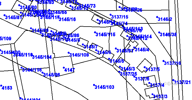 Parcela st. 3145/6 v KÚ Úštěk, Katastrální mapa
