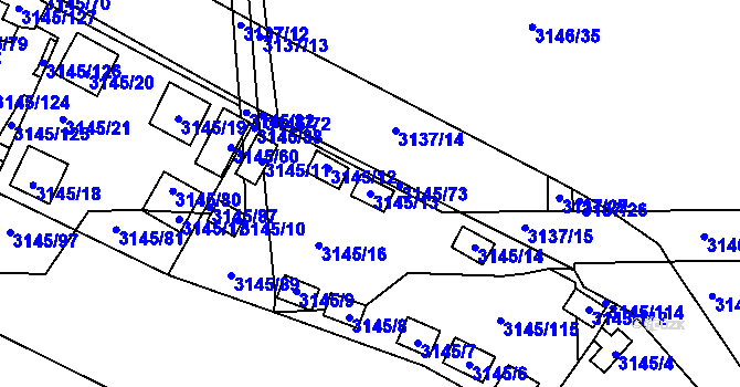 Parcela st. 3145/13 v KÚ Úštěk, Katastrální mapa