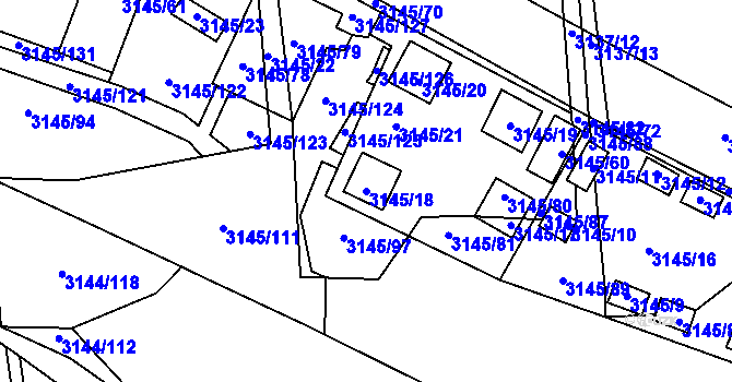 Parcela st. 3145/18 v KÚ Úštěk, Katastrální mapa