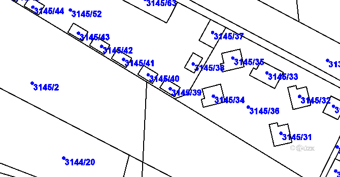 Parcela st. 3145/39 v KÚ Úštěk, Katastrální mapa