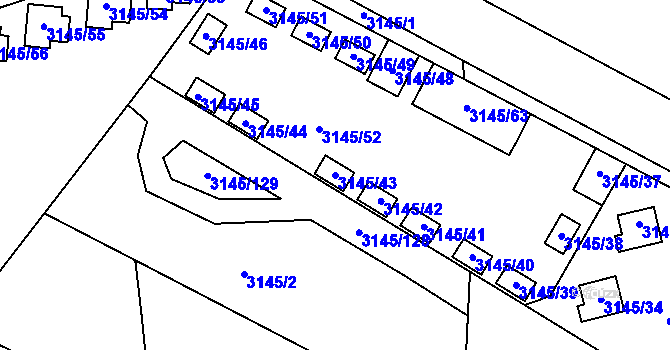 Parcela st. 3145/43 v KÚ Úštěk, Katastrální mapa
