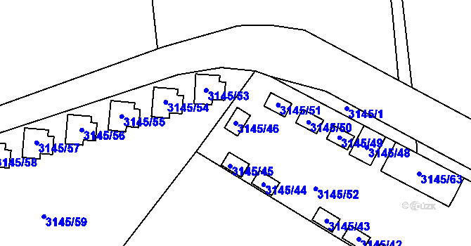 Parcela st. 3145/46 v KÚ Úštěk, Katastrální mapa