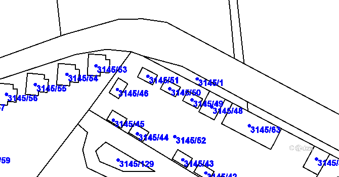 Parcela st. 3145/50 v KÚ Úštěk, Katastrální mapa