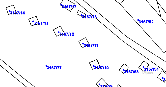 Parcela st. 3167/11 v KÚ Úštěk, Katastrální mapa