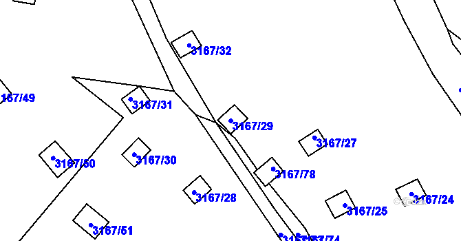 Parcela st. 3167/29 v KÚ Úštěk, Katastrální mapa