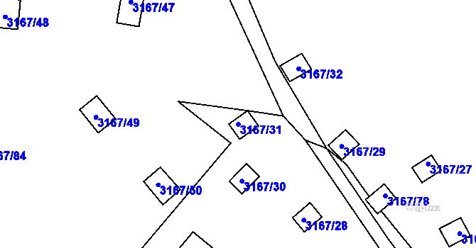 Parcela st. 3167/31 v KÚ Úštěk, Katastrální mapa