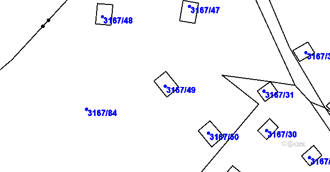 Parcela st. 3167/49 v KÚ Úštěk, Katastrální mapa