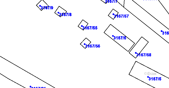 Parcela st. 3167/56 v KÚ Úštěk, Katastrální mapa