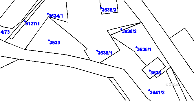 Parcela st. 3635/1 v KÚ Úštěk, Katastrální mapa