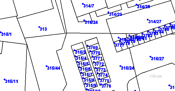 Parcela st. 3769 v KÚ Úštěk, Katastrální mapa