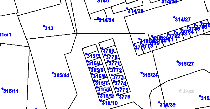Parcela st. 3770 v KÚ Úštěk, Katastrální mapa
