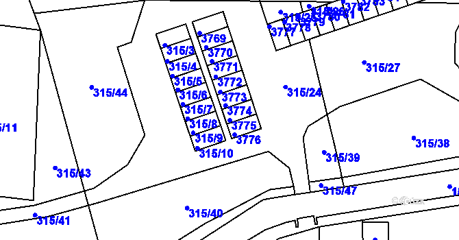 Parcela st. 3775 v KÚ Úštěk, Katastrální mapa