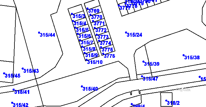 Parcela st. 3776 v KÚ Úštěk, Katastrální mapa