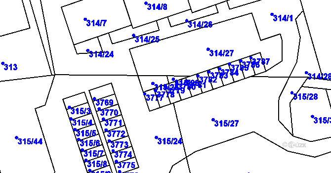Parcela st. 3779 v KÚ Úštěk, Katastrální mapa
