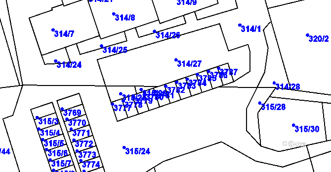 Parcela st. 3782 v KÚ Úštěk, Katastrální mapa