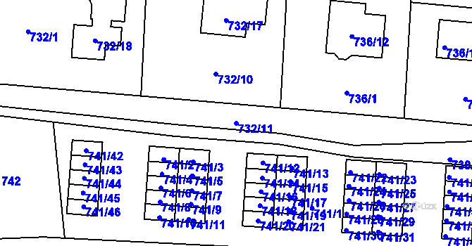 Parcela st. 732/11 v KÚ Úštěk, Katastrální mapa