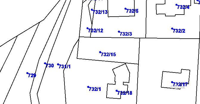 Parcela st. 732/15 v KÚ Úštěk, Katastrální mapa