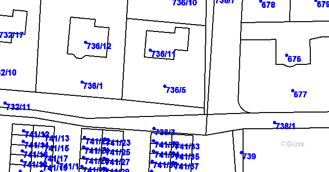 Parcela st. 736/5 v KÚ Úštěk, Katastrální mapa