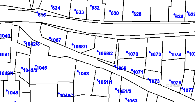 Parcela st. 1068/2 v KÚ Úštěk, Katastrální mapa
