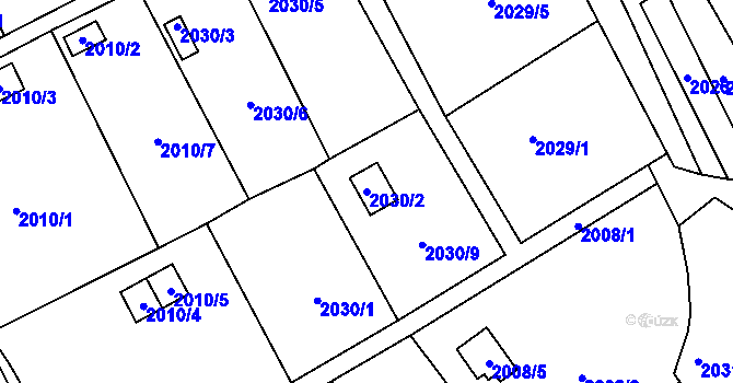 Parcela st. 2030/2 v KÚ Úštěk, Katastrální mapa