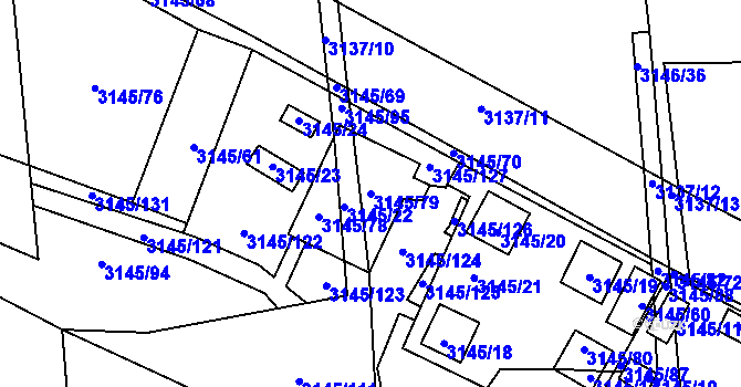 Parcela st. 3145/79 v KÚ Úštěk, Katastrální mapa