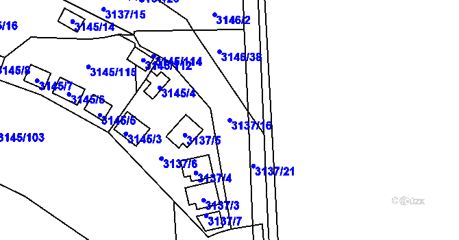 Parcela st. 3137/16 v KÚ Úštěk, Katastrální mapa