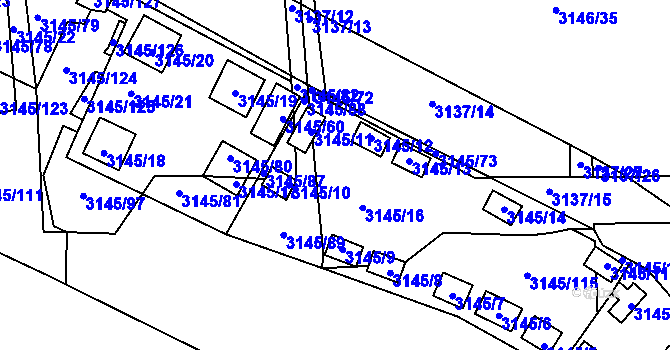 Parcela st. 3145/65 v KÚ Úštěk, Katastrální mapa