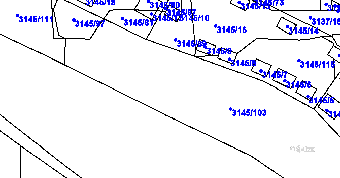 Parcela st. 3145/104 v KÚ Úštěk, Katastrální mapa