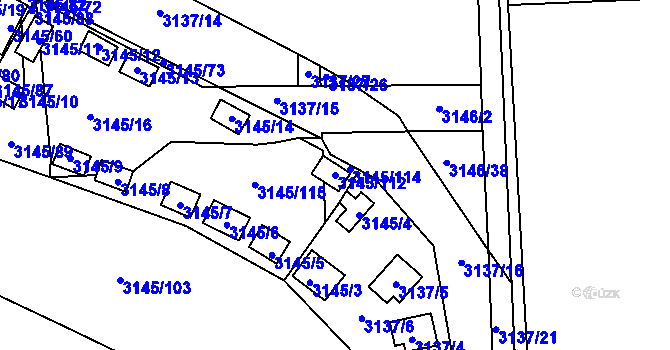 Parcela st. 3145/112 v KÚ Úštěk, Katastrální mapa