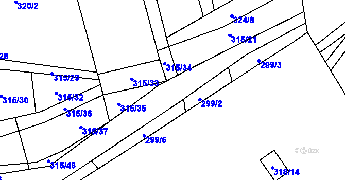 Parcela st. 157/20 v KÚ Úštěk, Katastrální mapa