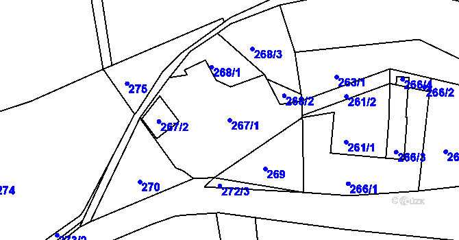 Parcela st. 267/1 v KÚ Úštěk, Katastrální mapa