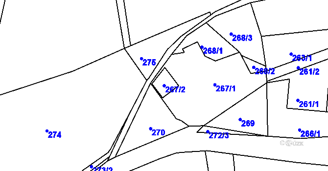 Parcela st. 267/2 v KÚ Úštěk, Katastrální mapa