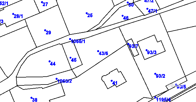 Parcela st. 43/6 v KÚ Úštěk, Katastrální mapa
