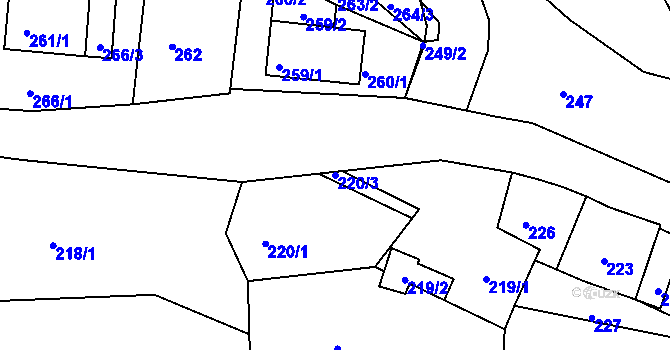 Parcela st. 220/3 v KÚ Úštěk, Katastrální mapa
