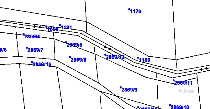 Parcela st. 2869/12 v KÚ Úštěk, Katastrální mapa