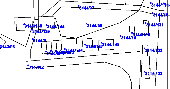 Parcela st. 3144/147 v KÚ Úštěk, Katastrální mapa