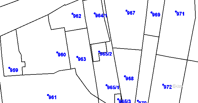 Parcela st. 965/2 v KÚ Úštěk, Katastrální mapa