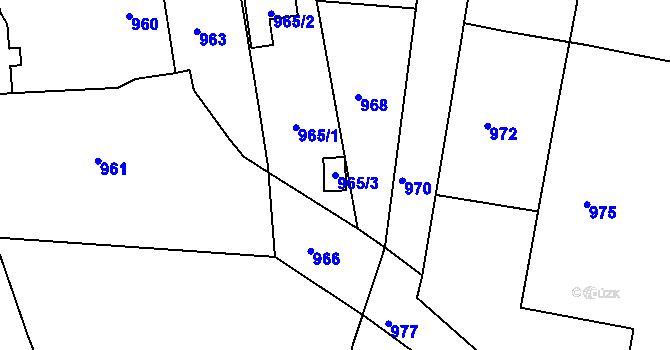 Parcela st. 965/3 v KÚ Úštěk, Katastrální mapa