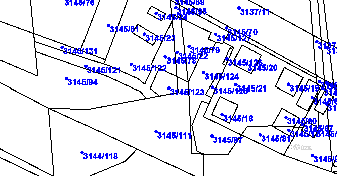 Parcela st. 3145/123 v KÚ Úštěk, Katastrální mapa