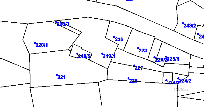 Parcela st. 219/1 v KÚ Úštěk, Katastrální mapa
