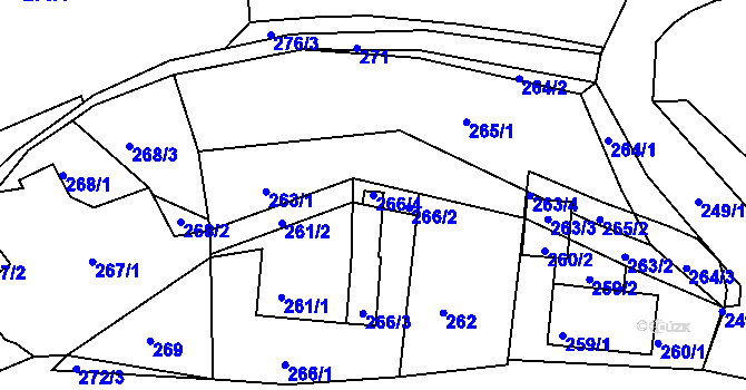 Parcela st. 266/4 v KÚ Úštěk, Katastrální mapa