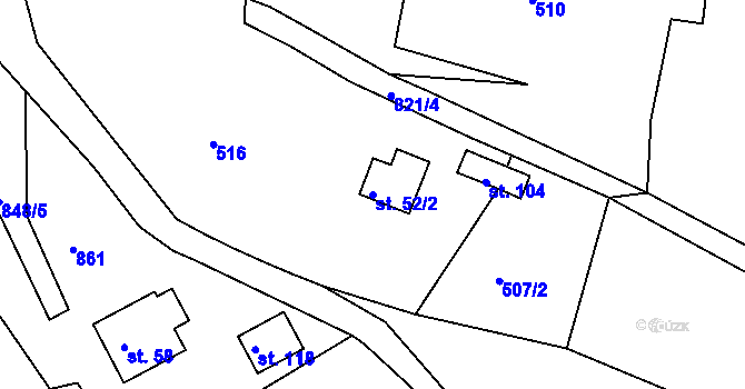 Parcela st. 52/2 v KÚ Útěchov u Moravské Třebové, Katastrální mapa