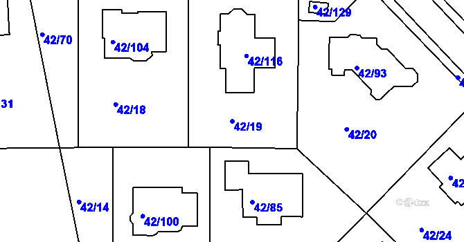 Parcela st. 42/19 v KÚ Útěchov u Brna, Katastrální mapa
