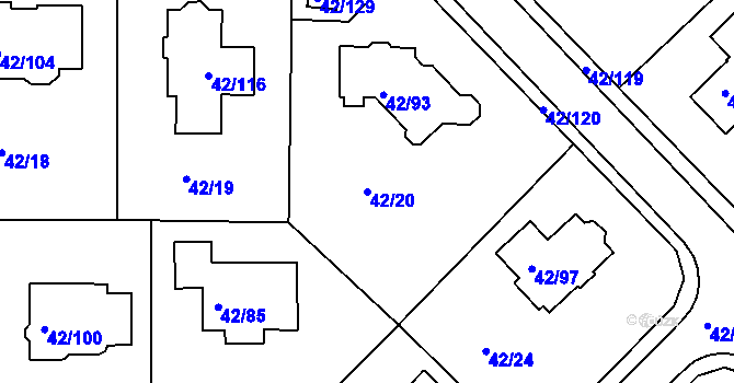 Parcela st. 42/20 v KÚ Útěchov u Brna, Katastrální mapa