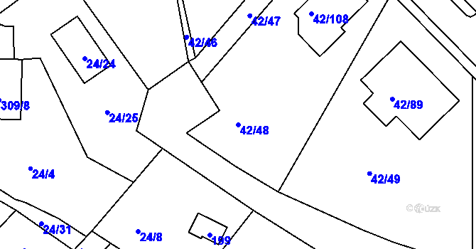 Parcela st. 42/48 v KÚ Útěchov u Brna, Katastrální mapa