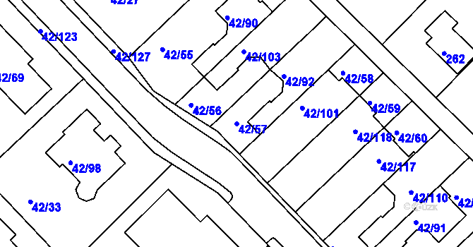 Parcela st. 42/57 v KÚ Útěchov u Brna, Katastrální mapa