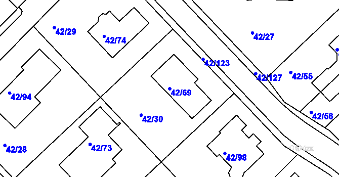 Parcela st. 42/69 v KÚ Útěchov u Brna, Katastrální mapa