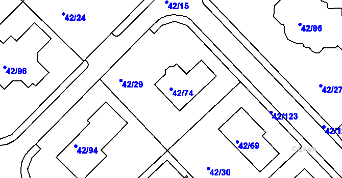 Parcela st. 42/74 v KÚ Útěchov u Brna, Katastrální mapa