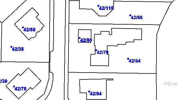 Parcela st. 42/79 v KÚ Útěchov u Brna, Katastrální mapa