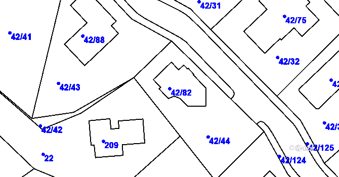 Parcela st. 42/82 v KÚ Útěchov u Brna, Katastrální mapa
